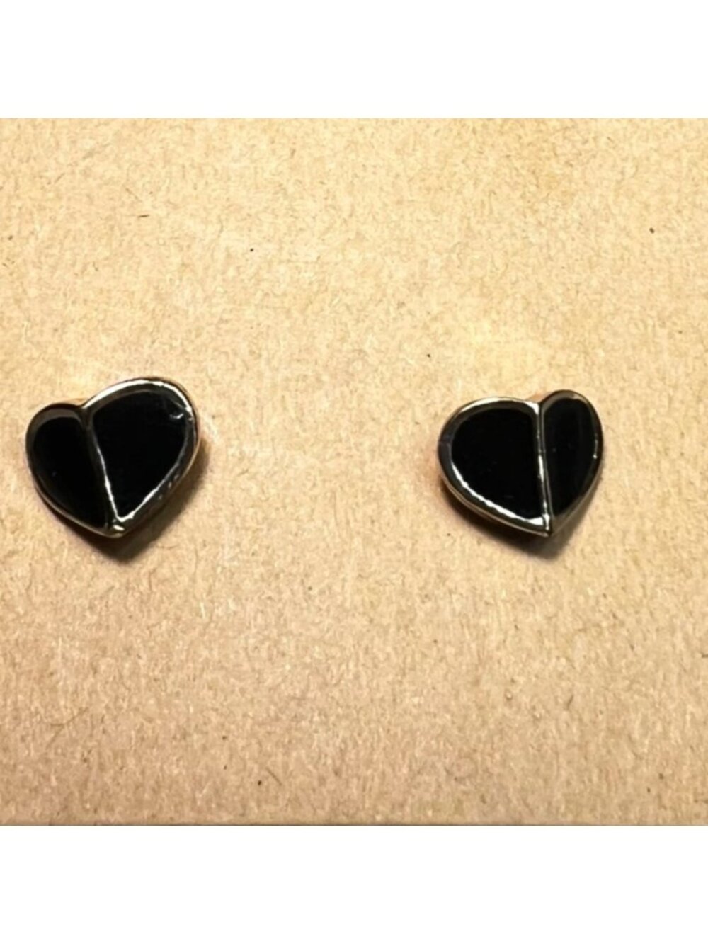Small stud earrings for everyday use, black heart shape earrings with post back